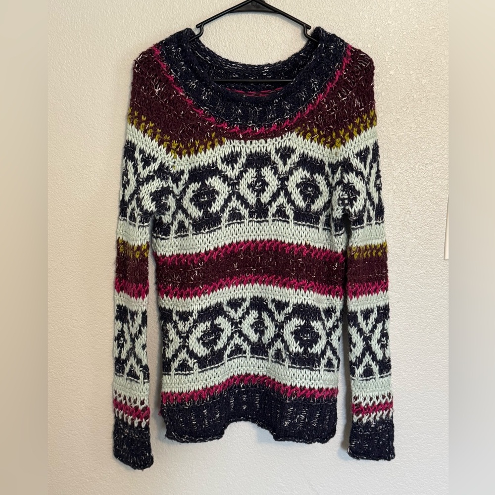 Free People Oversized Multicolor Chunky Knit Sweater